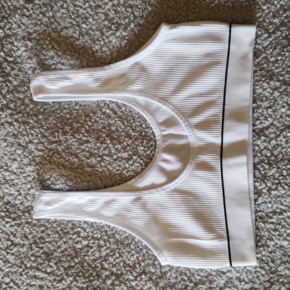 Hanes Logo Band Ribbed Scooped Lounge Bralette - Picture 4 of 6